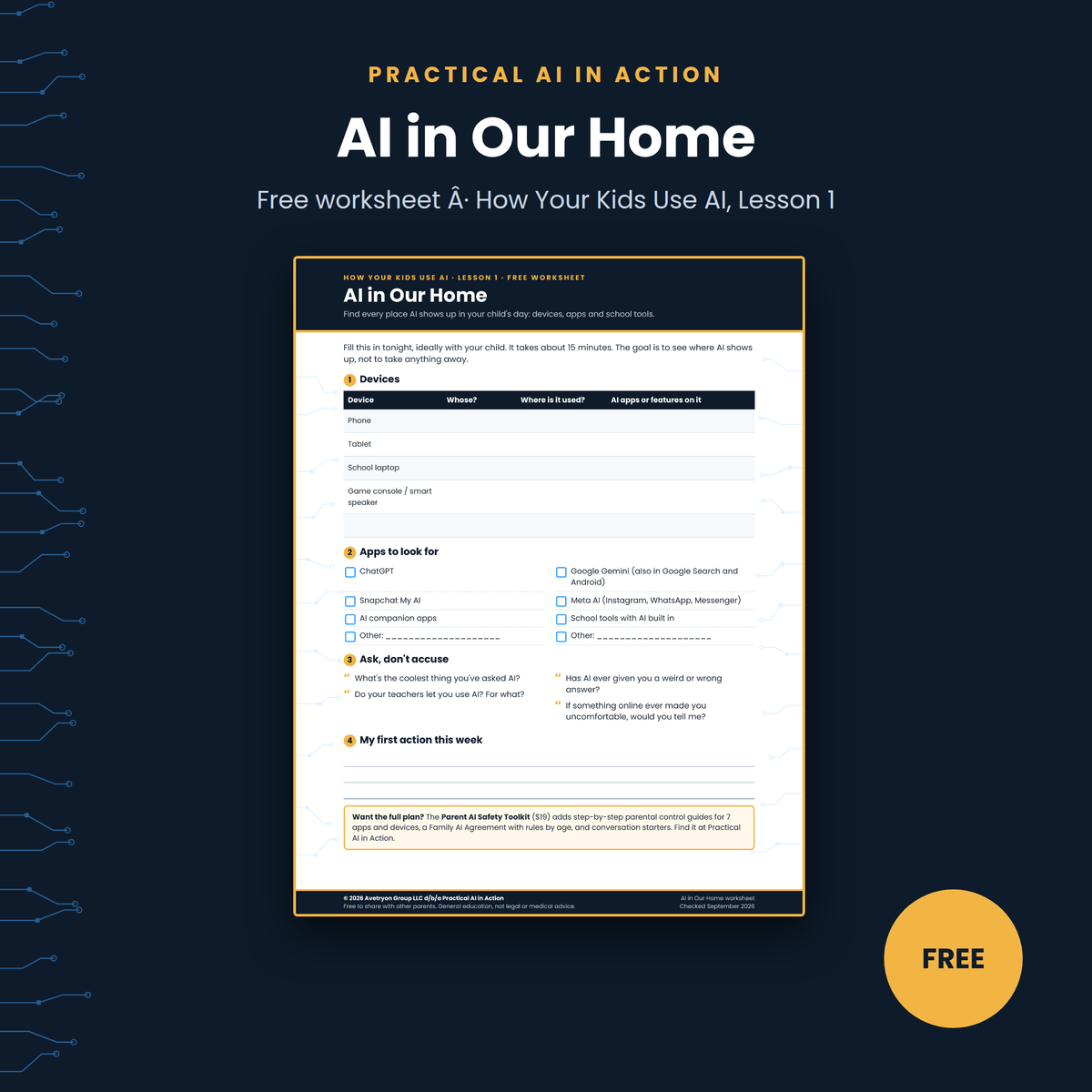 AI in Our Home Worksheet (Free)